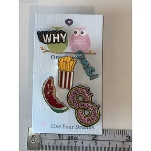 Lot Of 5 Pins Brooches Pin Why OMG Fries Watermelon Donut